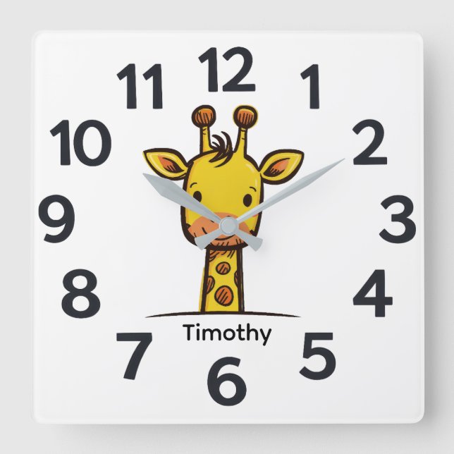 Horloge Carrée Personalised Child's Wall Clock (Recto)