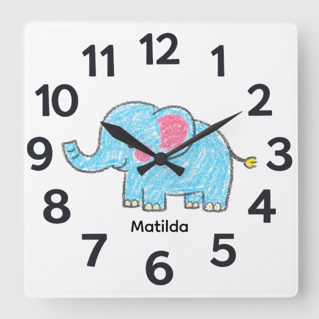Horloge Carrée Personalised Child's Wall Clock (Recto)