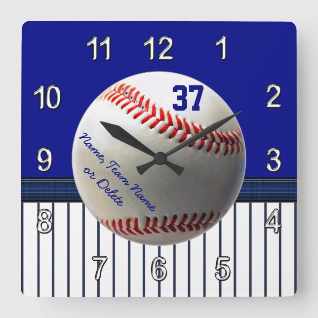 Horloge Carrée Personalized baseball Wall Clocks Your TEXT, COLOR (Recto)