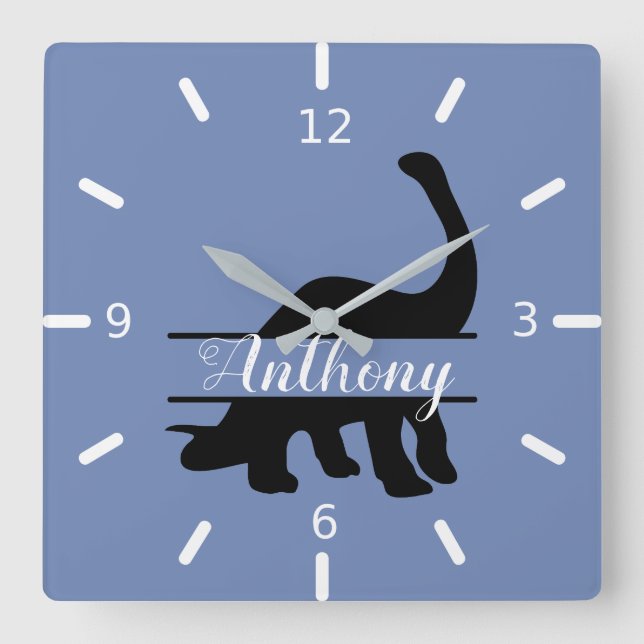 Horloge Carrée Personalized Dinosaur Square Wall Clock (Recto)