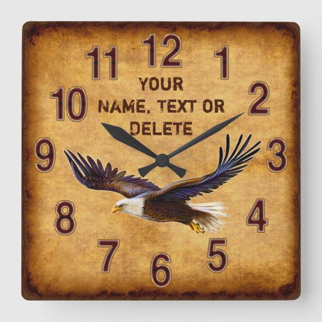 Horloge Carrée Personalized Majestic, Eagle Wall Clock (Recto)