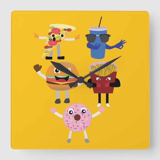 Horloge Carrée Personnages de nourriture (Recto)