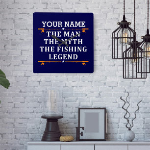 Horloge Carrée Personnalisé L'Homme Le Mythe La Légende De La Pêc