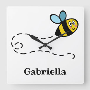 Horloge carrée personnalisée avec abeille bourdonn