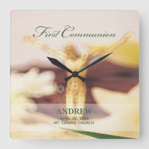 Horloge Carrée Personnaliser, Première communion Félicitations