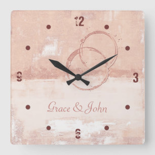 Horloge Carrée Personnaliser Style Art Moderne Peach Rose doux