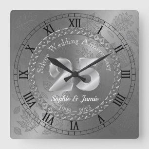 Horloge Carrée Personnalité du 25e Silver Anniversary Venin Idea