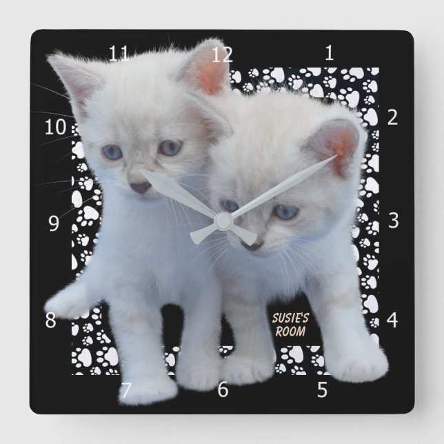 HORLOGE CARRÉE PERSONNALIZE* ADD PET PHOTO SQUARE WALL CLOCK (Recto)