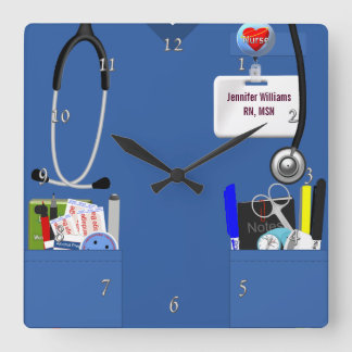Horloge Carrée Personnalized Nurse Scrubs