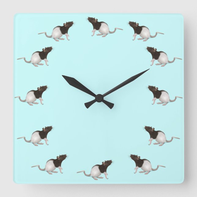 Horloge Carrée Pet Rat Painting (Recto)