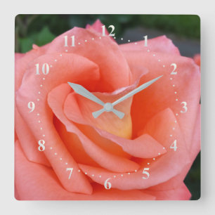 Horloge Carrée pétales roses