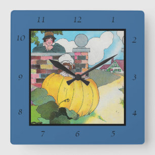 Horloge Carrée Peter Citrouille Mangeur Mère Goose Nursery Rhyme