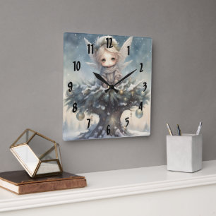 Horloge Carrée Petit Ange de Noël
