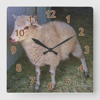 Horloge Carrée Petit White Lamb