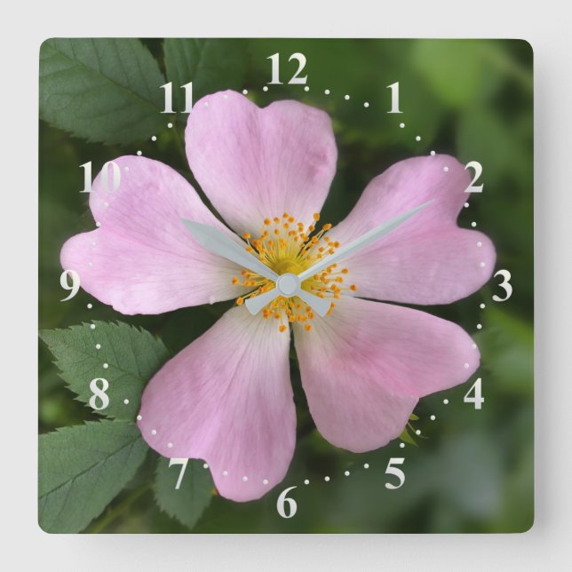 Horloge Carrée petite fleur rose (Recto)