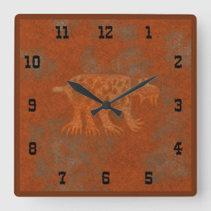 Horloge Carrée Pétroglyphes de lynx des canyons du sud-ouest de s