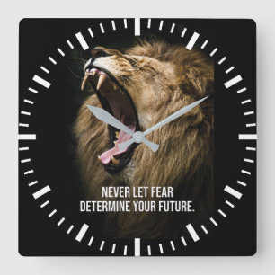 Horloge Carrée Peur - Motivation du lion