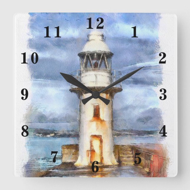 Horloge Carrée Phare (Recto)