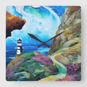 Horloge Carrée Phare surplombant la mer