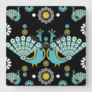 Horloge Carrée Pheasers Peacock Art