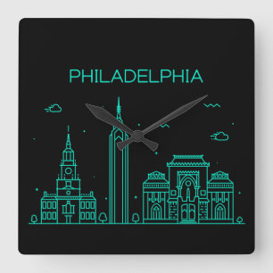 Horloge Carrée Philadelphie skyline