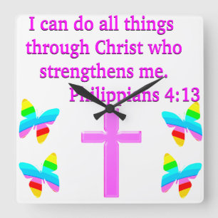 HORLOGE CARRÉE PHILIPPIENS REMPLIS DE FOI 4:13 CONCEPTION