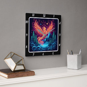 Horloge Carrée Phoenix Vol Au-Dessus De Midnight Ridge
