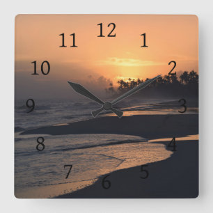 Horloge Carrée Photo 51 Beach sunset Ocean