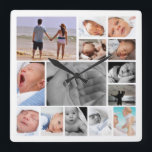 Horloge Carrée Photo Collage Modèle<br><div class="desc">Photo Collage Modèle Design .. simplement ajouter vos propres photos à cette grande horloge murale .. facile de personnaliser .. personnalisable horloge modèle photo de Ricaso</div>