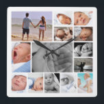 Horloge Carrée Photo Collage Modèle<br><div class="desc">Photo Collage Modèle Design .. simplement ajouter vos propres photos à cette grande horloge murale .. facile de personnaliser .. personnalisable horloge modèle photo de Ricaso</div>