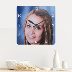 Horloge Carrée Photo Custom Family Personalized Wall Clock