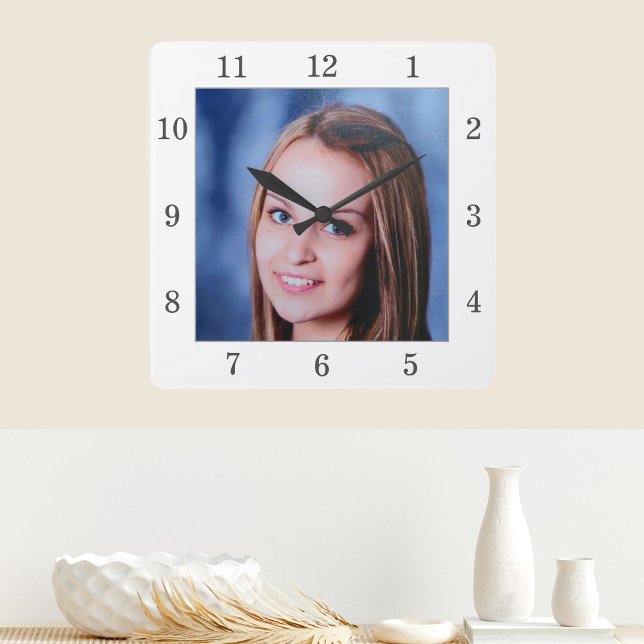 Horloge Carrée Photo Custom Family Personalized Wall Clock (Créateur téléchargé)