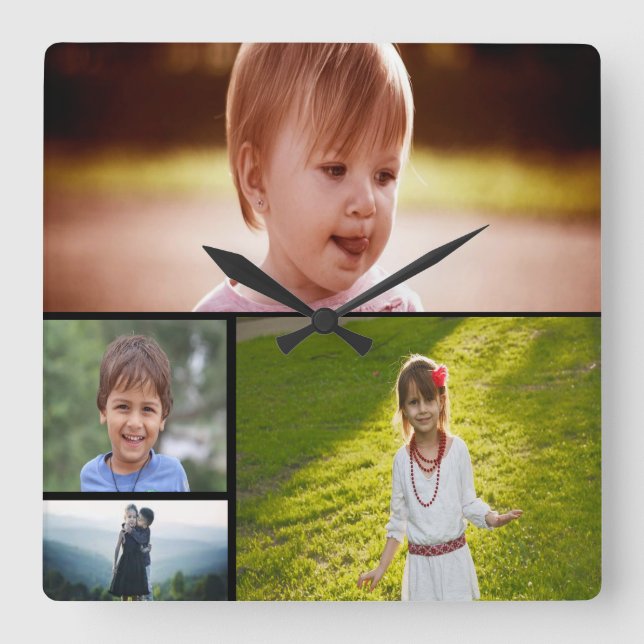 Horloge Carrée Photo Custom Four Acrylique Wall Clock (Recto)