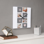 Horloge Carrée Photo de collection moderne Best Mom Pink & Grey C<br><div class="desc">Ce cadre photo de collage moderne fait pour un cadeau parfait pour une maman spéciale dans votre vie. Le cadre est conçu dans des tons roses et gris, ce qui lui donne un aspect design et contemporain qui ne manquera pas de compléter le décor de la maison. Le cadre de...</div>