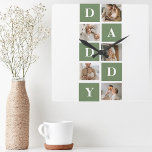 Horloge Carrée Photo de collection moderne et cadeau de Fête des<br><div class="desc">Une photo de collage moderne est une façon créative de célébrer et d'honorer quelqu'un de spécial dans votre vie, comme votre père, sur la Fête des pères. Il s'agit de compiler diverses photos et de les organiser ensemble de manière visuellement attrayante pour créer une composition cohésive et significative. Pour créer...</div>