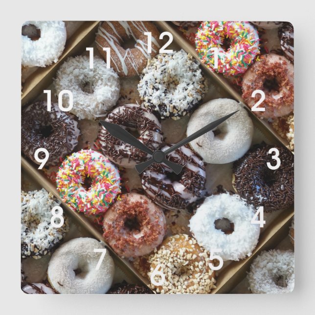 Horloge Carrée Photo de Doughnuts Donuts (Recto)