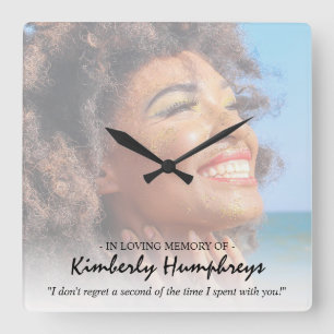 Horloge Carrée Photo de la citation de mémoire moderne