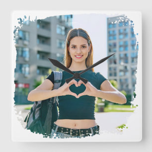 Horloge Carrée Photo de la frontière moderne Grunge