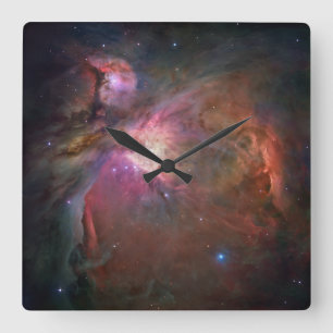 Horloge Carrée Photo de la nébuleuse d'Orion céleste rose