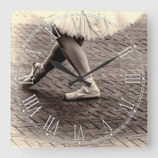 Horloge Carrée Photo des pantoufles de ballet