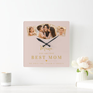 Horloge Carrée Photo élégant de la meilleure maman pour la fête d