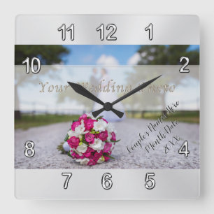 Horloge Carrée Photo, idées personnalisées de cadeau de mariage