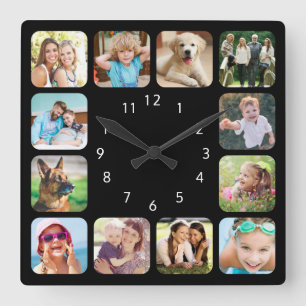 Horloge Carrée Photo moderne du Personalized Black Acrylic Wall C