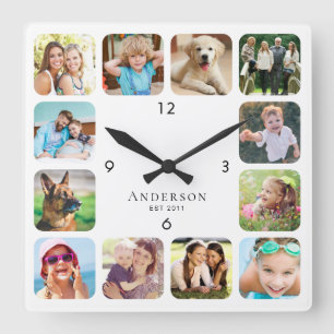 Horloge Carrée Photo moderne Personalized Nom