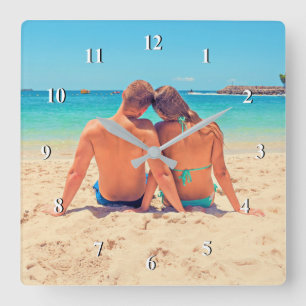 Horloge Carrée Photo personnalisée - Unique votre propre design -