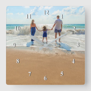 Horloge Carrée Photo personnalisée - Votre propre design - Ajoute