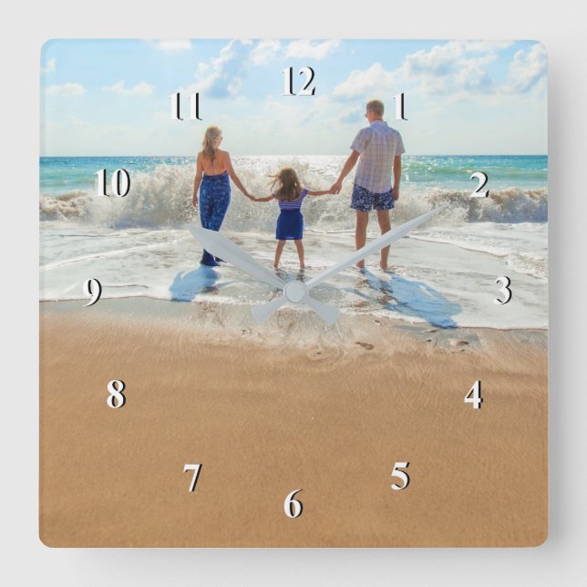 Horloge Carrée Photo personnalisée - Votre propre design - Ajoute (Recto)