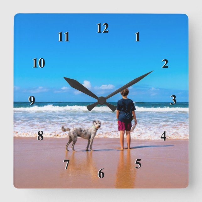 Horloge Carrée Photo personnalisée - Votre propre design - J'aime (Recto)