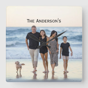 Horloge Carrée Photo Personnaliser Monogramme Personnaliser l'ima