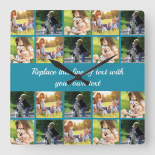 Horloge Carrée photocollage et texte